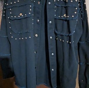 Denim Black Studded oversized jacket size small